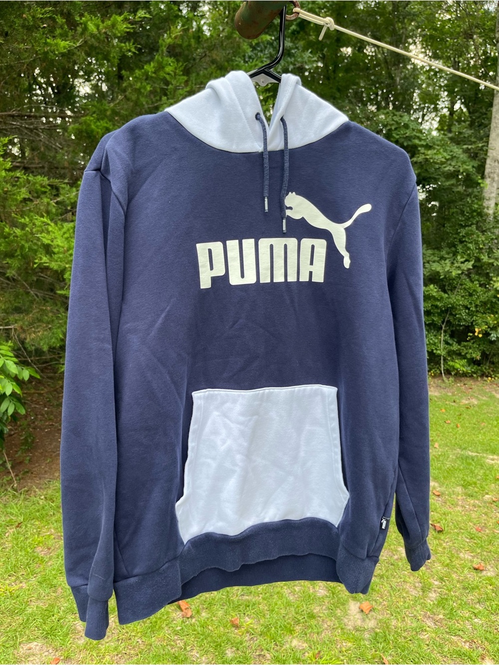 Puma Navy Pullover Hoodie with White Hood & Pocket